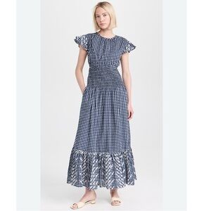 BANJANAN Aurelia Maxi Dress in Victorian Gingham Midnight XL